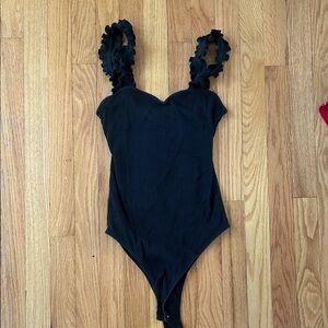 Black Ruffled body suit